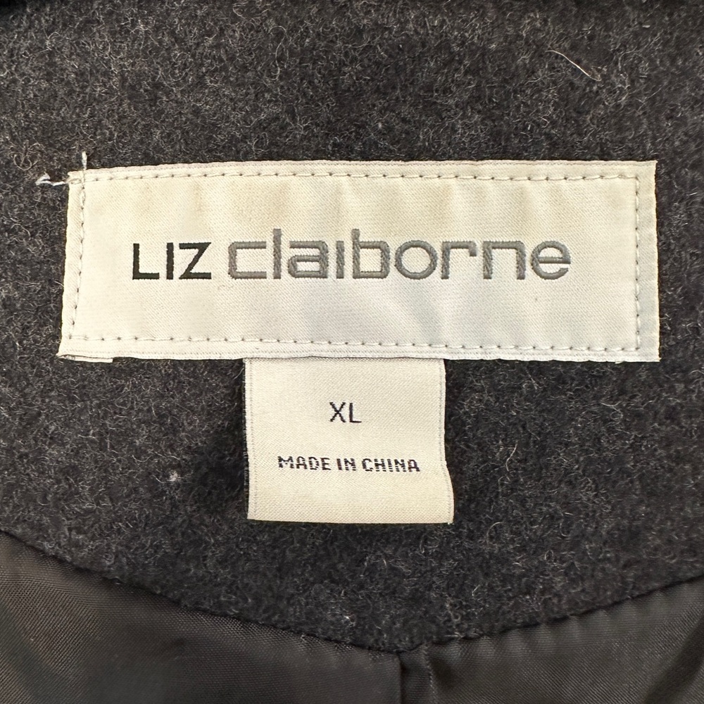 Liz Claiborne Gray Belted Wool Blend Coat - Picture 7 of 8